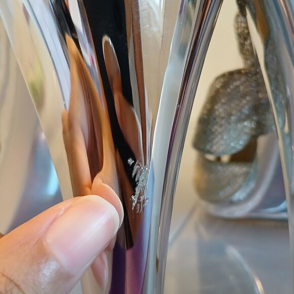 Michael Kors Size 9M Berkley T-Strap Silver Gold Glitter Zip Peep Toe Heels READ - Picture 8 of 16